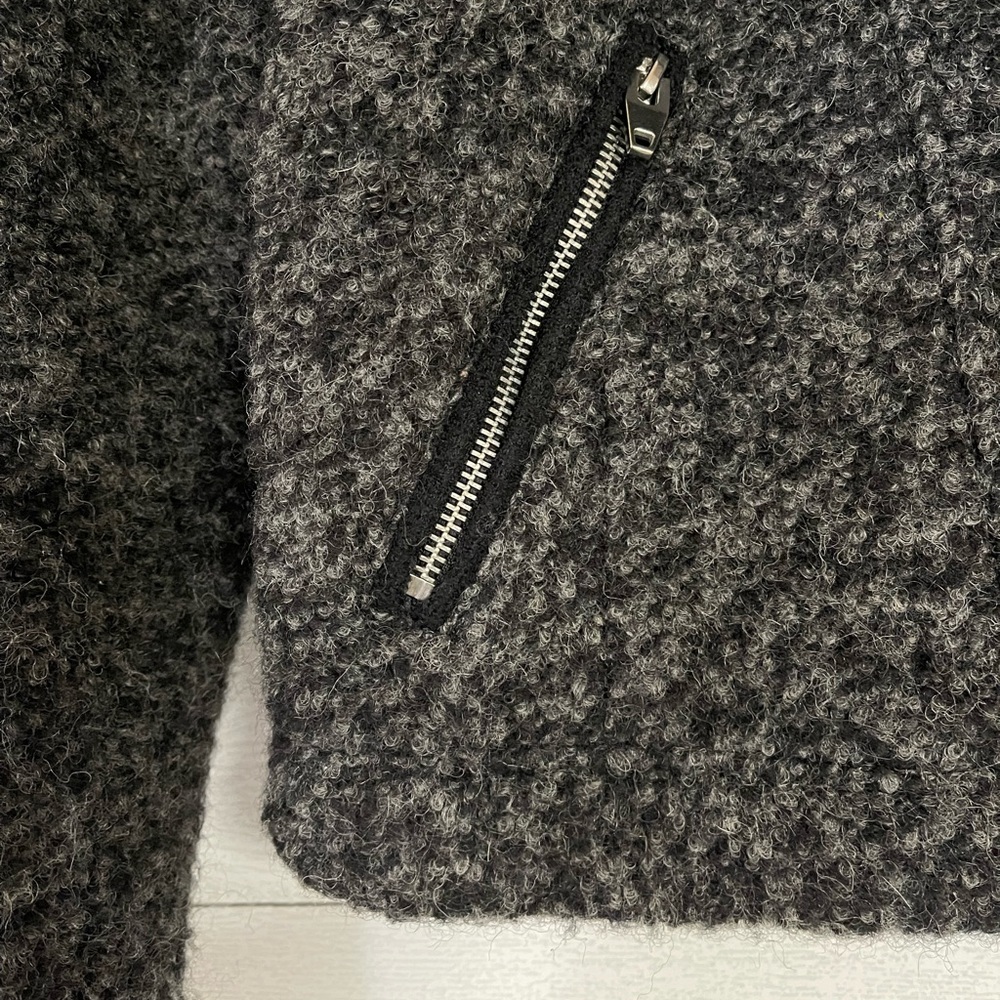 Grey fuzzy wool winter moto style jacket - Picture 7 of 10